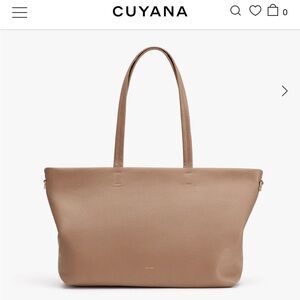 Cuyana Small Easy Zipper Leather Tote in Cappuccino (Tan/Light Brown)